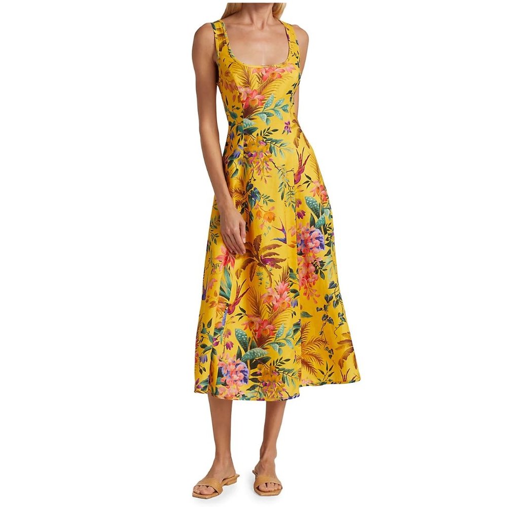 ❗SOLD❗NWT Zimmermann Tropicana Linen Midi Dress, Size 2 AU (6-8 US)